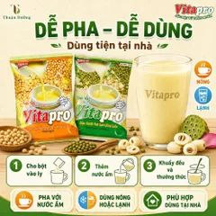 Combo Bột Đậu Nành Hạt Sen & Đậu Xanh Hạt Sen Vitapro- Thanh Nhiệt, Giúp Ngủ Ngon & Đẹp Da (Có Đường)