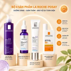 Combo Mela B3 4 Bước | Gel Rửa Mặt + Serum Niacinamide + Kem Dưỡng SPF + Chống Nắng
