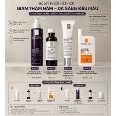 Combo Mela B3 4 Bước | Gel Rửa Mặt + Serum Niacinamide + Kem Dưỡng SPF + Chống Nắng