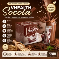 VHEALTH hương socola chính hãng | Bột dinh dưỡng bổ sung năng lượng | Ngũ cốc hòa tan tiện lợi 20 gói