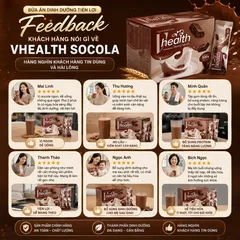 VHEALTH hương socola chính hãng | Bột dinh dưỡng bổ sung năng lượng | Ngũ cốc hòa tan tiện lợi 20 gói