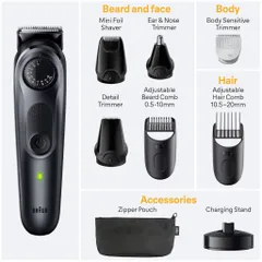 Tông đơ cắt Tóc, cạo tỉa Râu, Lông Tai & Mũi Braun 9 in - 1 AIO 5490 | Chính Hãng