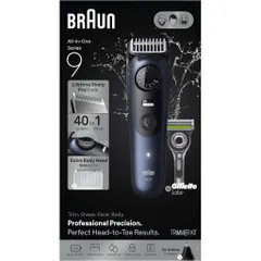 Tông Đơ Cắt Tóc Đa Năng, Tỉa Lông Mũi Kèm Dao Cạo Râu Gillette, Braun All-in-One Series 9 Trimmer Kit 40-in-1 AIO 9530 ProBlade
