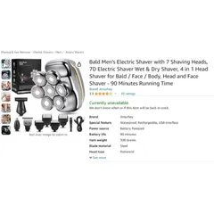 Máy Cạo Trọc Cao Cấp Đa Năng Men's Shaver RQ 7900 | Cạo Trọc, Cắt Tóc, Cạo Râu, Tỉa Lông Mũi Men's Shaver RQ 7900 7D...
