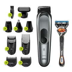 Tông đơ cắt tóc đa năng Braun 10 in 1, kèm đầu tỉa râu, lông mũi, dao cạo Gillette, cao cấp, Chính Hãng