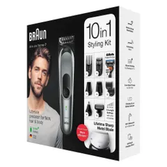 Tông đơ cắt tóc đa năng Braun 10 in 1, kèm đầu tỉa râu, lông mũi, dao cạo Gillette, cao cấp, Chính Hãng