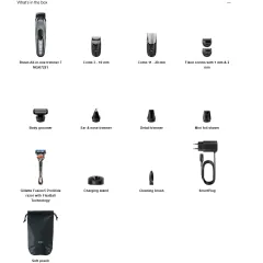 Tông đơ cắt tóc đa năng Braun 10 in 1, kèm đầu tỉa râu, lông mũi, dao cạo Gillette, cao cấp, Chính Hãng