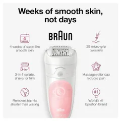 Máy Nhổ, Cạo Lông Braun Silk-épil 5, Braun Epilator Silk-épil 5 5-620, Chính Hãng