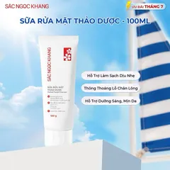 Sữa Rửa Mặt Sắc Ngọc Khang 100g chiết xuất 5 loại thảoo dượcc thiên nhiên giúp làm sạch dịu nhẹ, dưỡng da sáng mịn đều màu