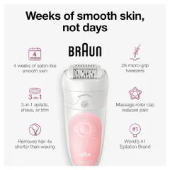 Máy Tẩy, Nhổ Lông Braun Silk-épil 5 5-620 Wet & Dry | SE5-011,  Làm Sạch Vùng Kín | Made in Germany