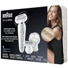 Máy cạo lông, nhổ lông, tẩy lông cho nữ Braun Silk-épil 9 Flex, làm sạch vùng kín