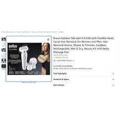Máy cạo lông, nhổ lông, tẩy lông cho nữ Braun Silk-épil 9 Flex, làm sạch vùng kín
