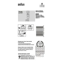 Bộ Lưỡi, Đầu, Màng, Braun 70S, Braun 70B Cho Máy Cạo Râu Braun series 7, Chính Hãng