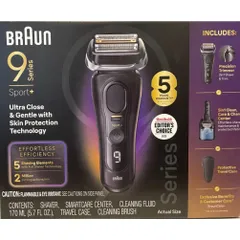 Máy Cạo Râu Cao Cấp BRAUN Series 9 Sport + Trạm Sạc Rửa, Hộp Sạc Dự Phòng, Chính Hãng
