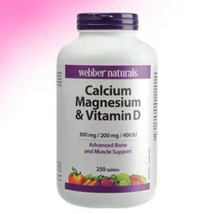Viên uống Webber Naturals Calcium Magnesium & Vitamin D |250 viên| Hỗ trợ cơ bắp - Bảo vệ/nuôi dưỡng hệ xương & Phòng ngừa loãng xương [SP Chuẩn Canada không tem]