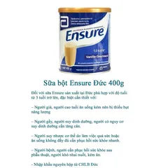 Sữa Bột Abbott Ensure Nhập Khẩu Đức 400g - Bổ Sung Dinh Dưỡng Cho Người Cao Tuổi, Tăng Cường Sức Khỏe & Hệ Miễn Dịch 817736