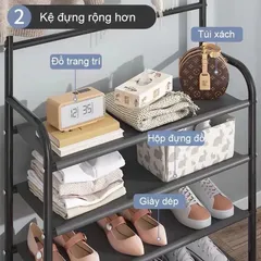 Kệ Chữ L 4 Tầng Để Giày Dép, Treo Quần Áo 60X26X155cm