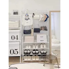 Kệ Chữ L 4 Tầng Để Giày Dép, Treo Quần Áo 60X26X155cm