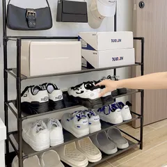 Kệ Chữ L 4 Tầng Để Giày Dép, Treo Quần Áo 60X26X155cm