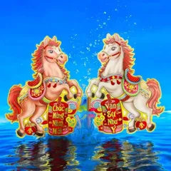Bộ Decal 2 Ngựa Dán Cửa 3D Trang Trí Tết 2026 - Ngựa Độc Đáo Bính Ngọ