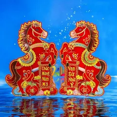 Bộ Decal 2 Ngựa Dán Cửa 3D Trang Trí Tết 2026 - Ngựa Độc Đáo Bính Ngọ