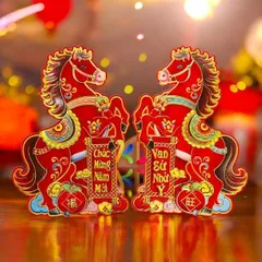 Bộ Decal 2 Ngựa Dán Cửa 3D Trang Trí Tết 2026 - Ngựa Độc Đáo Bính Ngọ