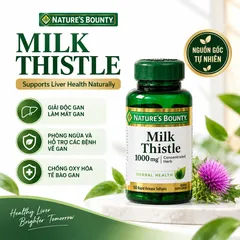 (Mỹ) Viên Uống Hỗ Trợ Gan Nature’s Bounty Milk Thistle 1000mg 50 Viên Chính Hãng Cây Kế Sữa Hỗ Trợ Chức Năng Gan, Chống Oxy Hóa
