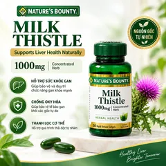 (Mỹ) Viên Uống Hỗ Trợ Gan Nature’s Bounty Milk Thistle 1000mg 50 Viên Chính Hãng Cây Kế Sữa Hỗ Trợ Chức Năng Gan, Chống Oxy Hóa