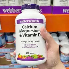 Viên uống Webber Naturals Calcium Magnesium & Vitamin D |250 viên| Hỗ trợ cơ bắp - Bảo vệ/nuôi dưỡng hệ xương & Phòng ngừa loãng xương 818127