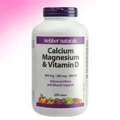 Viên uống Webber Naturals Calcium Magnesium & Vitamin D |250 viên| Hỗ trợ cơ bắp - Bảo vệ/nuôi dưỡng hệ xương & Phòng ngừa loãng xương 818127