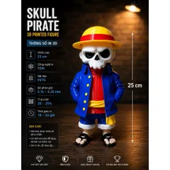 Mô Hình Skull Pirate 25cm In 3D PETG - Figure Decor Cao Cấp 818250