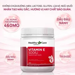 [CHÍNH HÃNG] Viên uống Vitamin E 500IU Healthy Care 200 viên hỗ trợ điều hoà nội tiết, giảm mụn