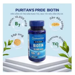 Viên uống Biotin Puritan's Pride 100 viên hỗ trợ mọc tóc và giảm rụng tóc