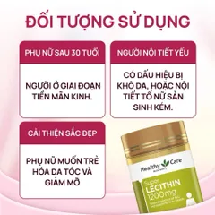 [CHÍNH HÃNG] Mầm đậu nành Healthy Care Super Lecithin 1200mg 100 viên hàng chính hãng Úc giúp điều hoà nội tiết