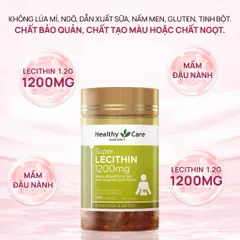[CHÍNH HÃNG] Mầm đậu nành Healthy Care Super Lecithin 1200mg 100 viên hàng chính hãng Úc giúp điều hoà nội tiết