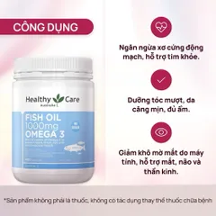 Dầu cá tự nhiên Fish Oil 1000 mg Omega 3 hãng Healthy Care của Úc hộp 400 viên
