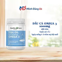 Dầu cá tự nhiên Fish Oil 1000 mg Omega 3 hãng Healthy Care của Úc hộp 400 viên