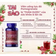 Viên uống chống nắng nội sinh, mờ nám, trắng da lựu Pomegranate Extract Puritan's pride 818352