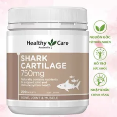 Sụn vi cá hỗ trợ xương khớp Healthy Care Shark Cartilage 750mg 200 viên