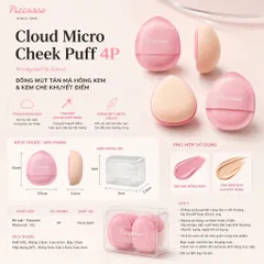Combo 4 Mút Xỏ Ngón Tán Má Hồng Và Che Khuyết Điểm Piccasso Cloud Micro Puff