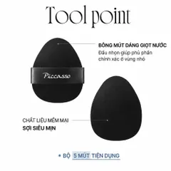 Combo 5 Miếng Bông Phấn Phủ Kiềm Dầu Piccasso Soft Powder Puff 5P Cao Cấp