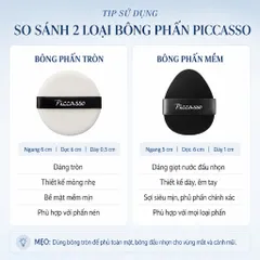Combo 5 Miếng Bông Phấn Phủ Kiềm Dầu Piccasso Soft Powder Puff 5P Cao Cấp