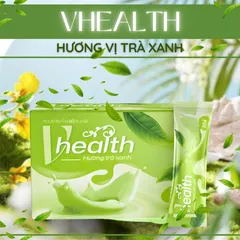Bột dinh dưỡng Vhealth trà xanh matcha 500g 20 gói, ngũ cốc hỗn hợp hạt, protein thực vật, chất xơ FOS Inulin