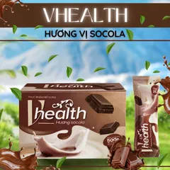 Vhealth socola 500g 20 gói, bột dinh dưỡng ngũ cốc hạt, chất xơ FOS Inulin, protein thực vật