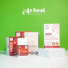 Bộ đôi giảm mụn và chống nắng: Viên uống giảm mụn HSN và Viên uống chống nắng Pro SunWhite - Deep Blue Health