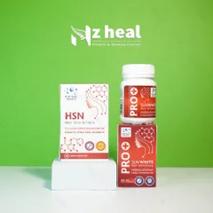 Bộ đôi giảm mụn và chống nắng: Viên uống giảm mụn HSN và Viên uống chống nắng Pro SunWhite - Deep Blue Health