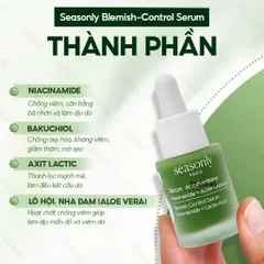 [Hỏa tốc] Serum giảm mụn Seasonly Blemish-Control Serum 30ml: Niacinamide + Bakuchiol
