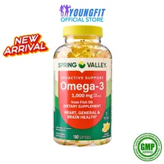 Viên Uống Dầu Cá Cô Đặc Omega 3 1,000mg Spring Valley Hỗ Trợ Tim Mạch Cải Thiện Thị Lực Ngăn Ngừa Cholesterol - YoungFit
