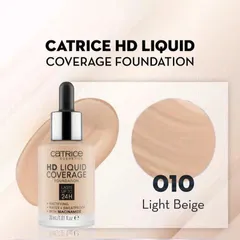 Kem Nền Catrice Hd Liquid Coverage 30ml - Màu 010, Che Phủ Tốt, Lớp Nền Tự Nhiên, Chống Nước, Dành Cho Mọi Loại Da