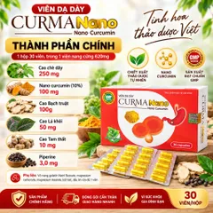 Viên Dạ Dày Curma Nano Giúp Kiện Tỳ Vị, Giảm Tiết Acid Dịch Vị, Giảm Các Triệu Chứng Của Viêm Loét Dạ Dày, Tá Tràng